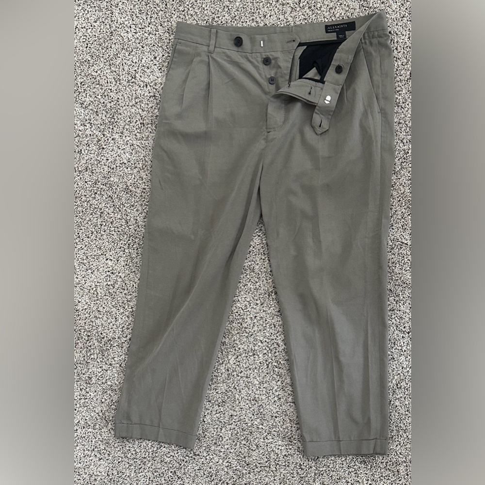 All Saints Men's Khaki Chinos - cropped